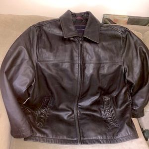 Tommy Hilfiger Leather Zip Flannel Lined Jacket- L